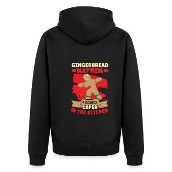Christmas Gingerbread bakery Kitchen Crime Scene - Unisex Premium Bio Zip Hoodie - Schwarz - Hinten - Nico (187cm)