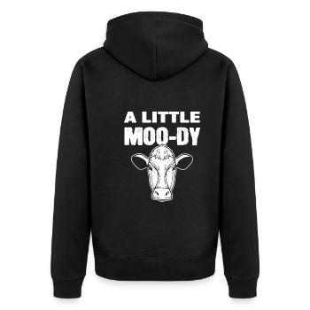 A Little Moo-dy Kühe - Unisex Premium Bio Zip Hoodie - Schwarz - Hinten - Nico (187cm)