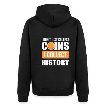 Münzen sammeln Münzhorter - Unisex Premium Bio Zip Hoodie - Schwarz - Hinten - Nico (187cm)
