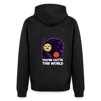 You're Outta This World Astrofotograph - Unisex Premium Bio Zip Hoodie - Schwarz - Hinten - Nico (187cm)