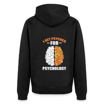 I Get Psyched For Psychology Psychotherapeut - Unisex Premium Bio Zip Hoodie - Schwarz - Hinten - Nico (187cm)