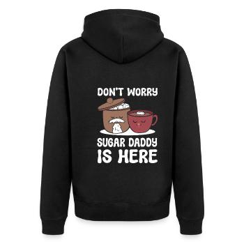 Lustiger Kaffeeliebhaber Kaffee - Unisex Premium Bio Zip Hoodie - Schwarz - Hinten - Nico (187cm)
