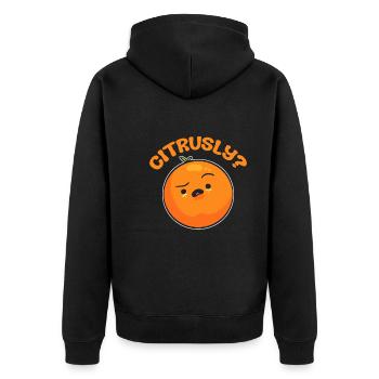 Lustige Orange Feldarbeiter - Unisex Premium Bio Zip Hoodie - Schwarz - Hinten - Nico (187cm)