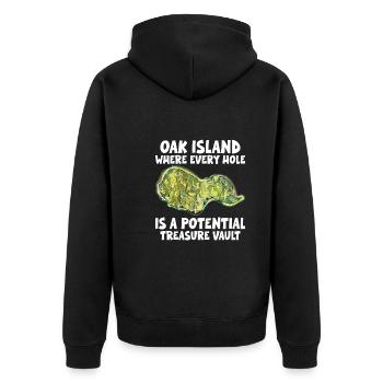 Oak Island / Treasure Hunting Oak Island Mystery - Unisex Premium Bio Zip Hoodie - Schwarz - Hinten - Nico (187cm)