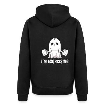 I'm Exorcising Paranormaler Ermittler - Unisex Premium Bio Zip Hoodie - Schwarz - Hinten - Nico (187cm)