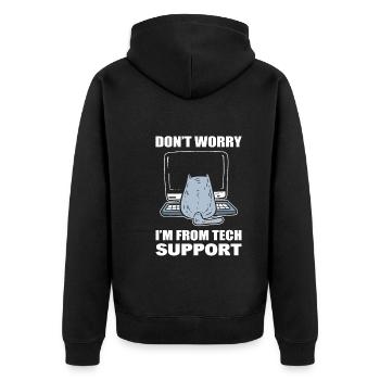 Don't Worry I'm From Tech Support Callcenteragent - Unisex Premium Bio Zip Hoodie - Schwarz - Hinten - Nico (187cm)