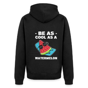 Wassermelonen Wortspiel Strandliebhaber - Unisex Premium Bio Zip Hoodie - Schwarz - Hinten - Nico (187cm)