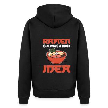 Ramen japanische Nudeln Kochen oder Koch - Unisex Premium Bio Zip Hoodie - Schwarz - Hinten - Nico (187cm)