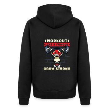 Funny Mushroom Fitness Gym Workout Power - Veste à capuche bio Premium Unisexe - noir - Dos - Nico (187cm)