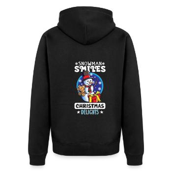 Funny Snowman Season Winter Christmas Snowman Joy - Unisex Premium Bio Zip Hoodie - Schwarz - Hinten - Nico (187cm)