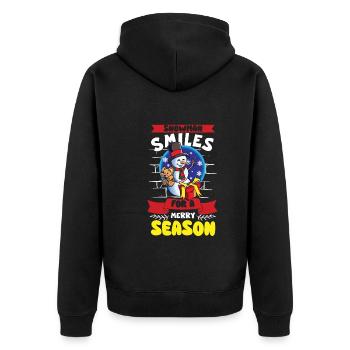 Funny Snowman Season Winter Christmas Snowman Joy - Unisex Premium Bio Zip Hoodie - Schwarz - Hinten - Nico (187cm)