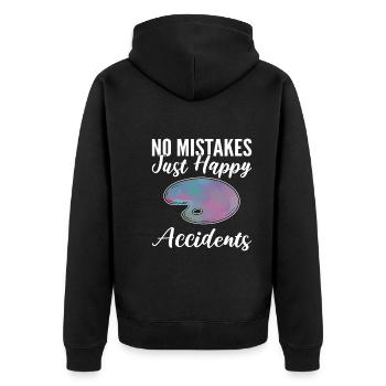 No Mistakes Just Happy Accidents Handwerker - Unisex Premium Bio Zip Hoodie - Schwarz - Hinten - Nico (187cm)