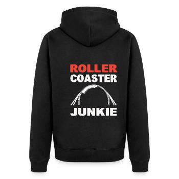 Vergnügungspark Achterbahnfahrt Abenteuer - Unisex Premium Bio Zip Hoodie - Schwarz - Hinten - Nico (187cm)