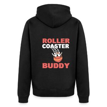 Roller Coaster Buddy Achterbahnliebhaber - Unisex Premium Bio Zip Hoodie - Schwarz - Hinten - Nico (187cm)