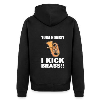Tuba Wortspiel Musiker - Unisex Premium Bio Zip Hoodie - Schwarz - Hinten - Nico (187cm)