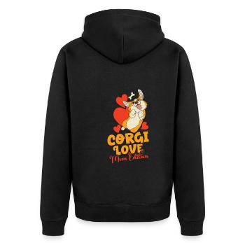 Dog Welsh Corgi Pet Dog Lover Puppy Welsh Dog - Unisex Premium Bio Zip Hoodie - Schwarz - Hinten - Nico (187cm)