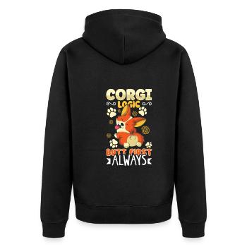 Dog Welsh Corgi Pet Dog Lover Puppy Welsh Dog - Unisex Premium Bio Zip Hoodie - Schwarz - Hinten - Nico (187cm)