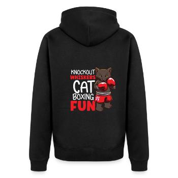 Cat Boxing Ring Boxer Gloves Boxing Fighter - Unisex Premium Organic Zip Hoodie - black - Back - Nico (187cm)