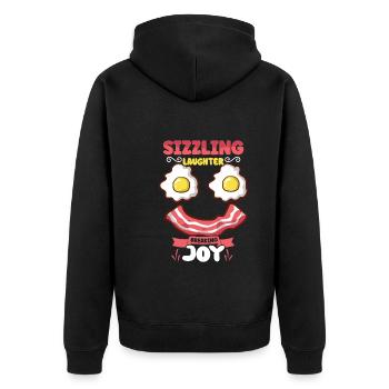 Funny chest fast menu bacon start the morning - Unisex Premium Organic Zip Hoodie - black - Back - Nico (187cm)