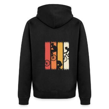 Mountainbiken Biker - Unisex Premium Bio Zip Hoodie - Schwarz - Hinten - Nico (187cm)