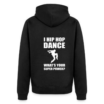 Hip-Hop Tanzen Hip-Hop Performer - Unisex Premium Bio Zip Hoodie - Schwarz - Hinten - Nico (187cm)