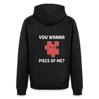 You Wanna Piece Of Me? Brettspielliebhaber - Unisex Premium Bio Zip Hoodie - Schwarz - Hinten - Nico (187cm)