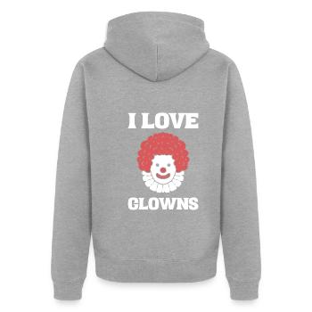I Love Clowns Entertainer - Unisex Premium Bio Zip Hoodie - Grau meliert - Hinten - Nico (187cm)