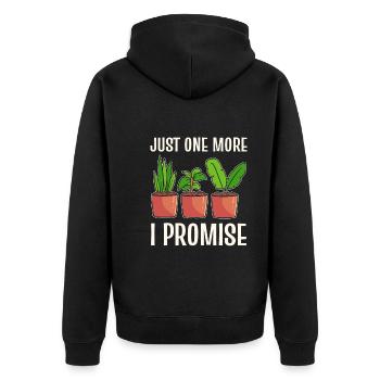 Just One More I Promise Gärtner - Unisex Premium Bio Zip Hoodie - Schwarz - Hinten - Nico (187cm)