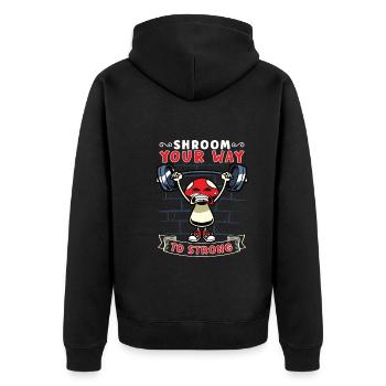 Funny Mushroom Fitness Gym Workout Power - Veste à capuche bio Premium Unisexe - noir - Dos - Nico (187cm)