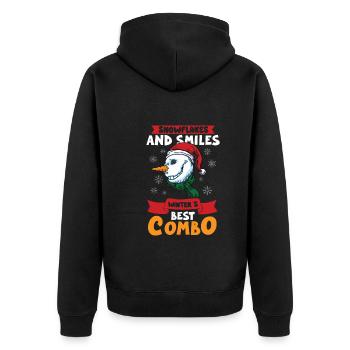 Funny Snowman Season Winter Christmas Snowman Joy - Unisex Premium Bio Zip Hoodie - Schwarz - Hinten - Nico (187cm)
