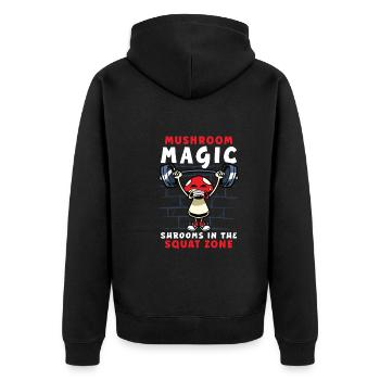 Funny Mushroom Fitness Gym Workout Power - Veste à capuche bio Premium Unisexe - noir - Dos - Nico (187cm)