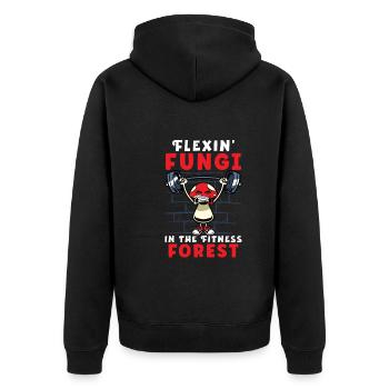 Funny Mushroom Fitness Gym Workout Power - Veste à capuche bio Premium Unisexe - noir - Dos - Nico (187cm)