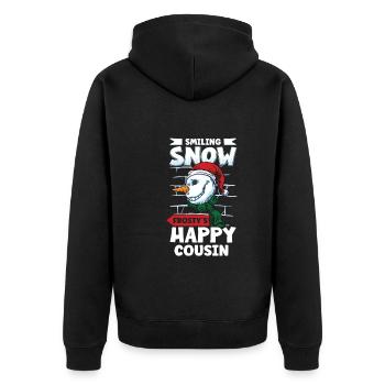 Funny Snowman Season Winter Christmas Snowman Joy - Unisex Premium Bio Zip Hoodie - Schwarz - Hinten - Nico (187cm)