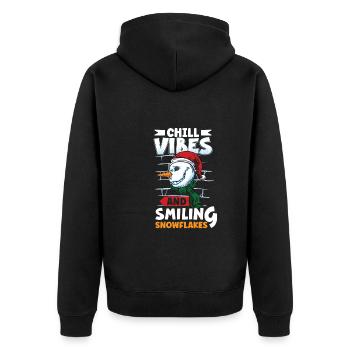 Funny Snowman Season Winter Christmas Snowman Joy - Unisex Premium Bio Zip Hoodie - Schwarz - Hinten - Nico (187cm)