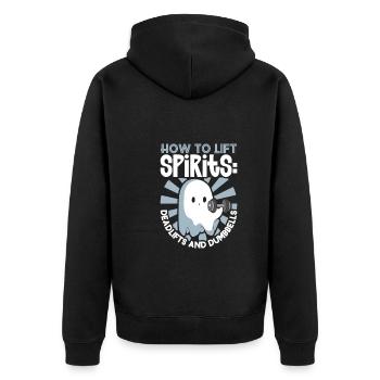 Bodybuilding Powerlifting Weightlifting Fitness - Unisex Premium Organic Zip Hoodie - black - Back - Nico (187cm)