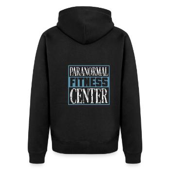 Bodybuilding Powerlifting Gewichtheben Fitness - Unisex Premium Bio Zip Hoodie - Schwarz - Hinten - Nico (187cm)