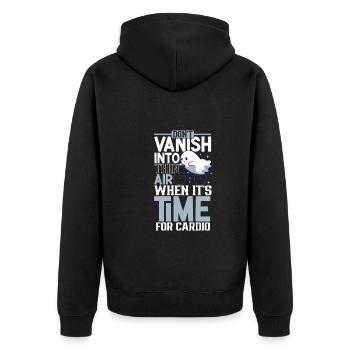 Bodybuilding Powerlifting Gewichtheben Fitness - Unisex Premium Bio Zip Hoodie - Schwarz - Hinten - Nico (187cm)