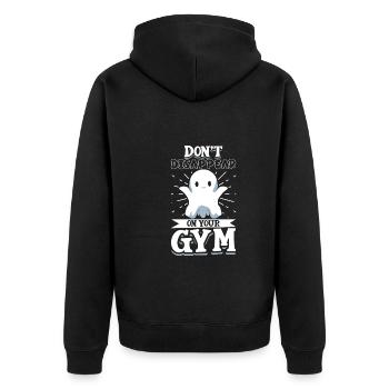 Bodybuilding Powerlifting Gewichtheben Fitness - Unisex Premium Bio Zip Hoodie - Schwarz - Hinten - Nico (187cm)