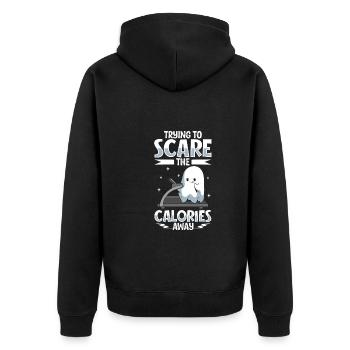 Bodybuilding Powerlifting Gewichtheben Fitness - Unisex Premium Bio Zip Hoodie - Schwarz - Hinten - Nico (187cm)