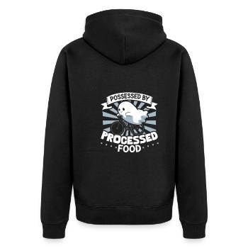 Bodybuilding Powerlifting Gewichtheben Fitness - Unisex Premium Bio Zip Hoodie - Schwarz - Hinten - Nico (187cm)