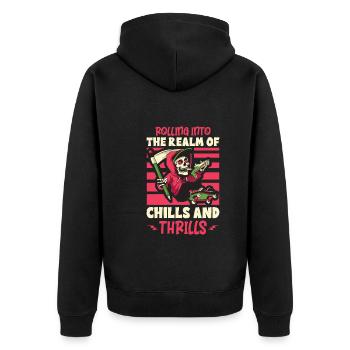 Gruseliger Skating Skeleton Skater Hallowen Horror - Unisex Premium Bio Zip Hoodie - Schwarz - Hinten - Nico (187cm)