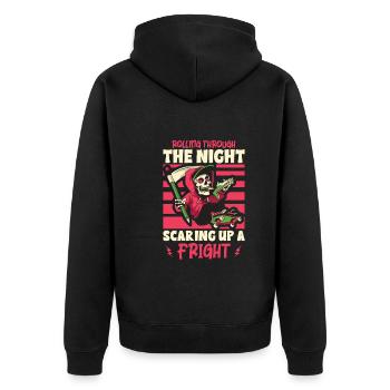 Gruseliger Skating Skeleton Skater Hallowen Horror - Unisex Premium Bio Zip Hoodie - Schwarz - Hinten - Nico (187cm)