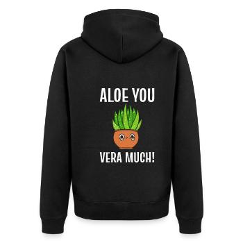 Aloe You Very Much! Pflanzenbetreuer - Unisex Premium Bio Zip Hoodie - Schwarz - Hinten - Nico (187cm)