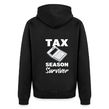 Tax Season Survivor Buchhalter - Unisex Premium Bio Zip Hoodie - Schwarz - Hinten - Nico (187cm)