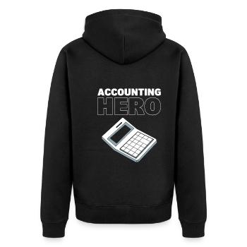 Accounting Hero Buchhalter - Unisex Premium Bio Zip Hoodie - Schwarz - Hinten - Nico (187cm)