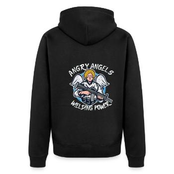 Angry Angel Christianity God Jesus Avenging - Unisex Premium Organic Zip Hoodie - black - Back - Nico (187cm)