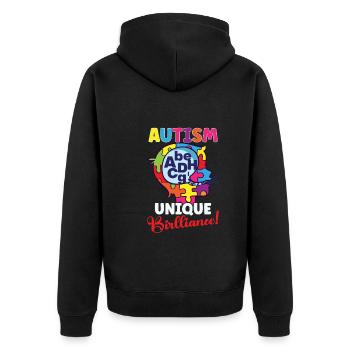 Autismus-bewusstsein Autismus-krankheit - Unisex Premium Bio Zip Hoodie - Schwarz - Hinten - Nico (187cm)