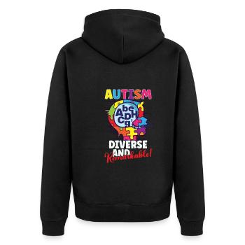 Autismus-bewusstsein Autismus-krankheit - Unisex Premium Bio Zip Hoodie - Schwarz - Hinten - Nico (187cm)