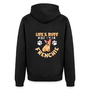 french bulldog english bulldog dog lover bulldog - Unisex Premium Bio Zip Hoodie - Schwarz - Hinten - Nico (187cm)