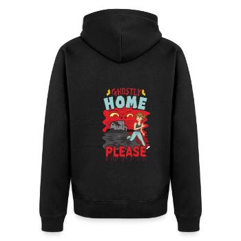 Horror Paranormales Spukhaus Gruseliges Halloween - Unisex Premium Bio Zip Hoodie - Schwarz - Hinten - Nico (187cm)